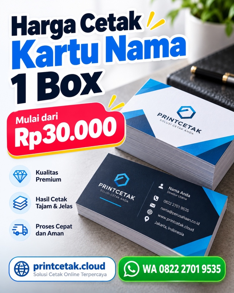 harga cetak kartu nama 1 bok